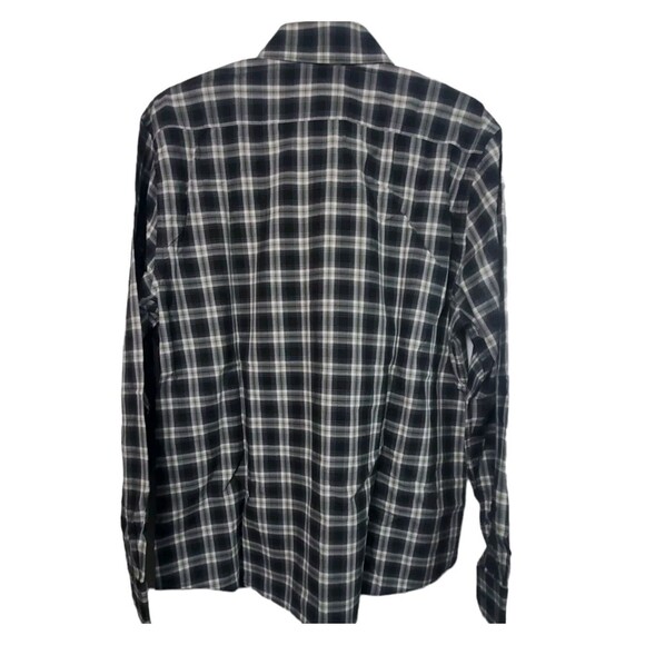 Express Button Front Shirt Mens XL Black Gray Plaid Modern Fit Neck 17.5 Casual - Picture 3 of 7